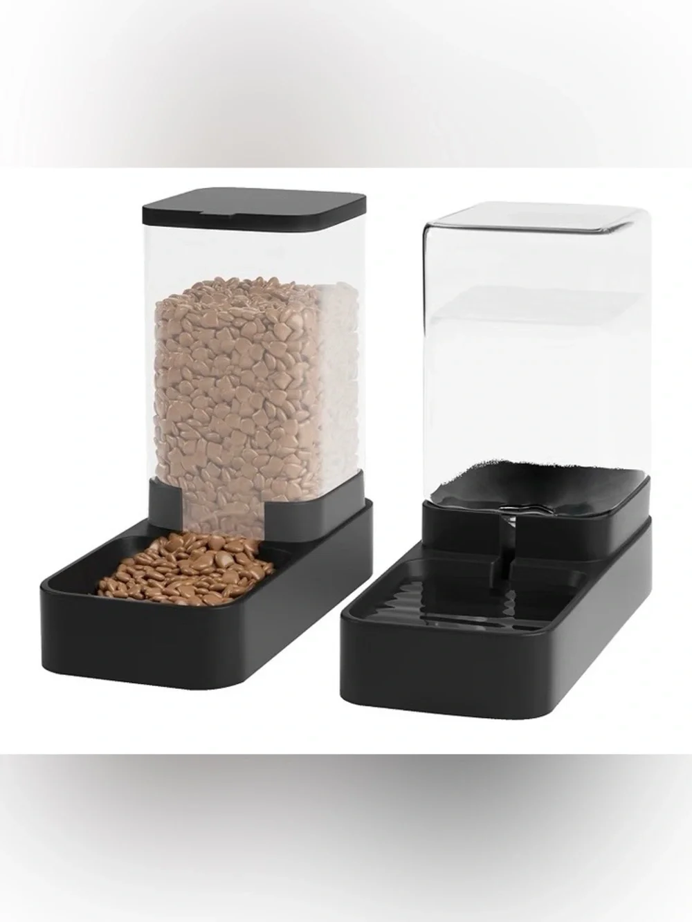 Automatic Cat Feeder and Water Dispenser in Set with Pet Food Bowl,(3.3L,Black)